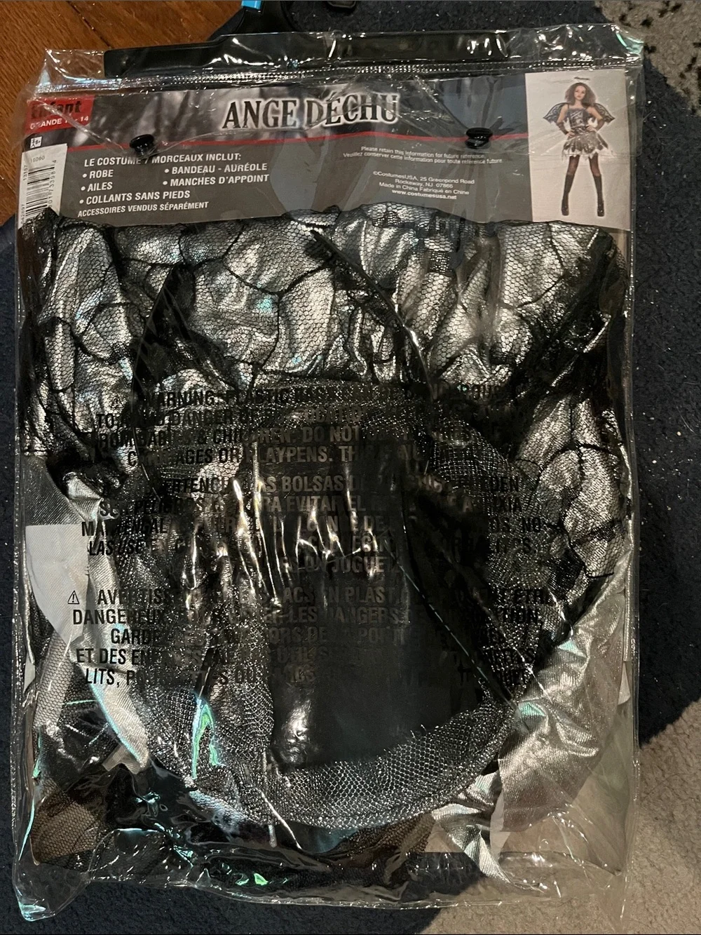 Fallen Angel Costume in Black & Silver